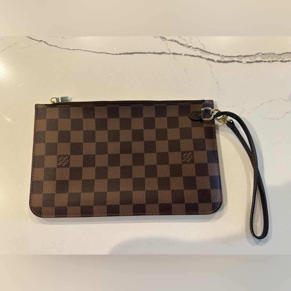 LV Checkered Brown and Black Clutch.  Like New